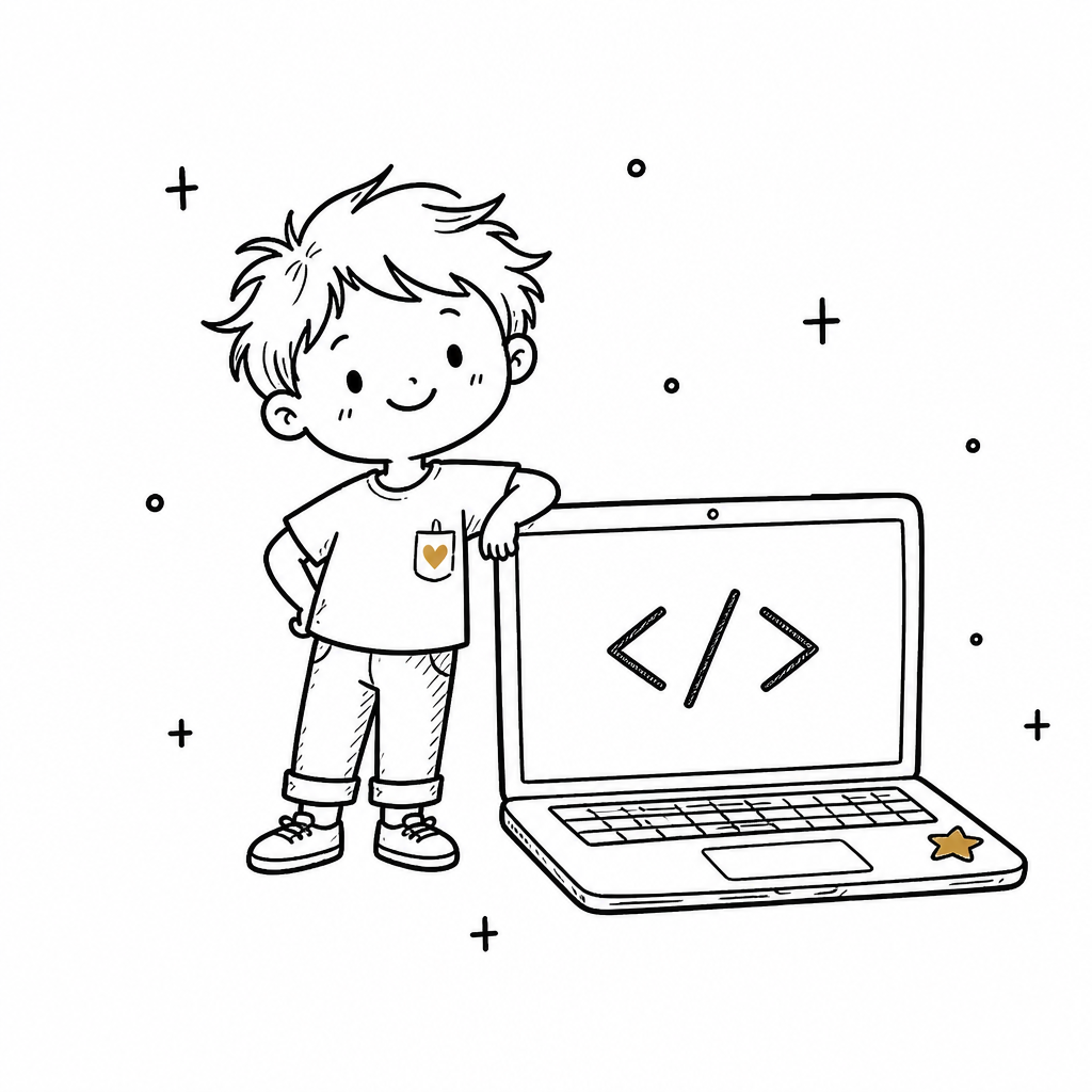 Dijete uči programiranje na laptopu